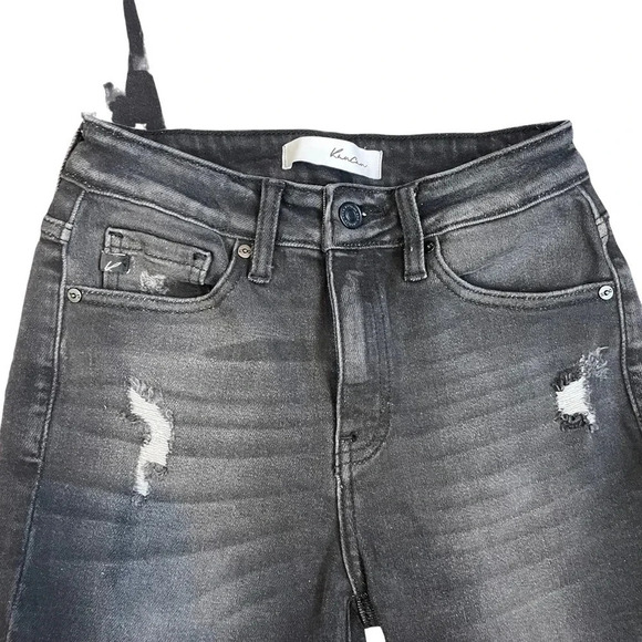 KanCan Kan Can Black Distressed Mid Rise Skinny Jeans with raw hem. Size 3/25 - Picture 5 of 9